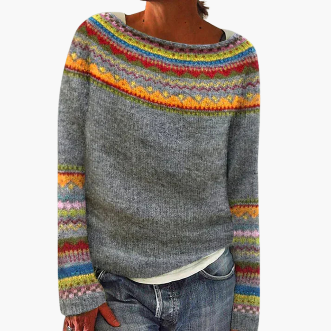 Maglione Grigio Donna Fair Isle Multicolore | Altivaro