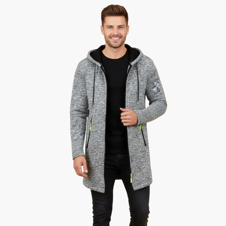 Giacca Uomo con Cappuccio in Maglia Zip Lunga | Altivaro