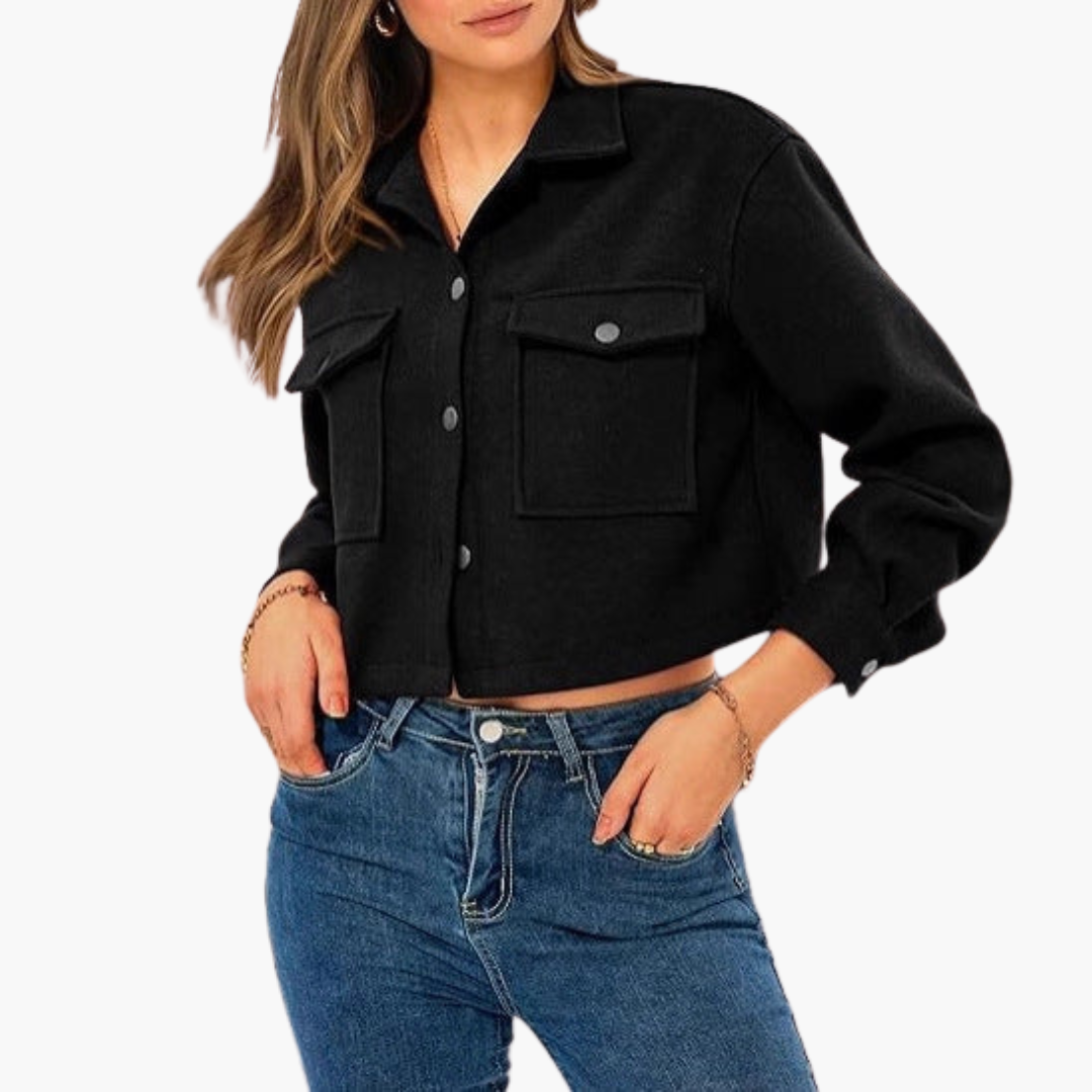 Women's Velvet Shirt Jacket with Front Pockets | Altivaro