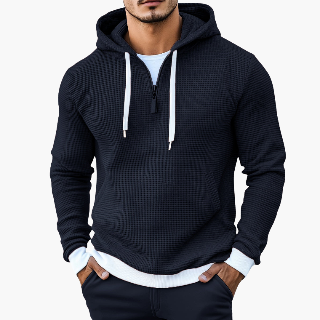 Men's Hoodie Half-Zip Thermal Knit Sweater | Altivaro