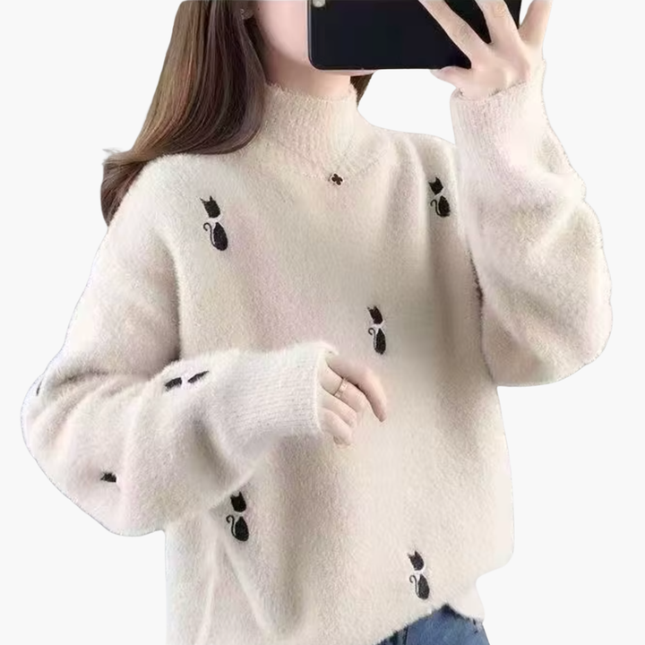 Maglione Donna Morbido con Ricamo Gatto | Altivaro