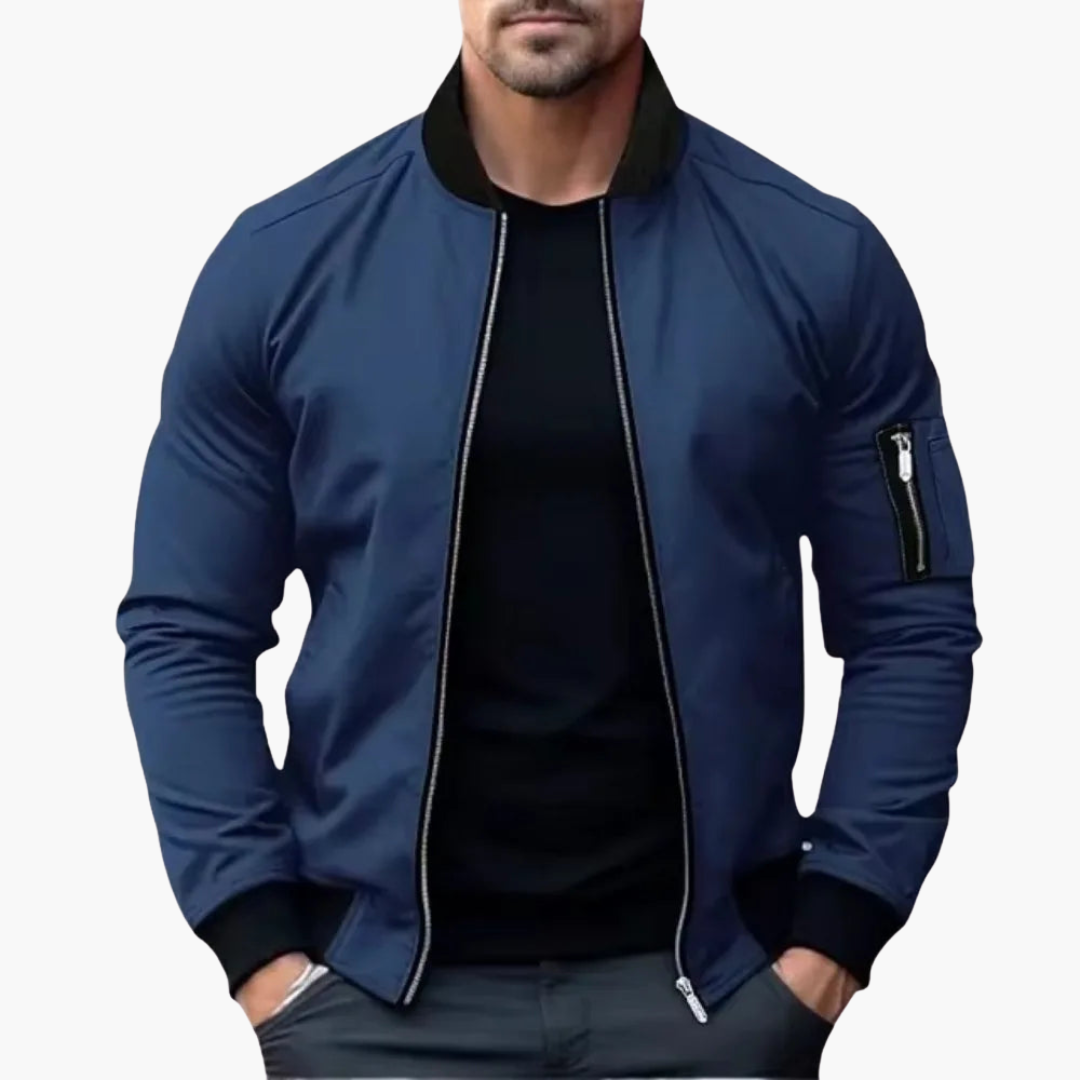 Men's Bomber Jacket in Lightweight Fabric with Front Zip | Altivaro