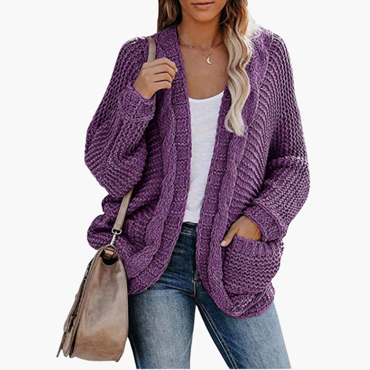 Women's Cardigan in Chunky Knit with Front Pockets | Altivaro