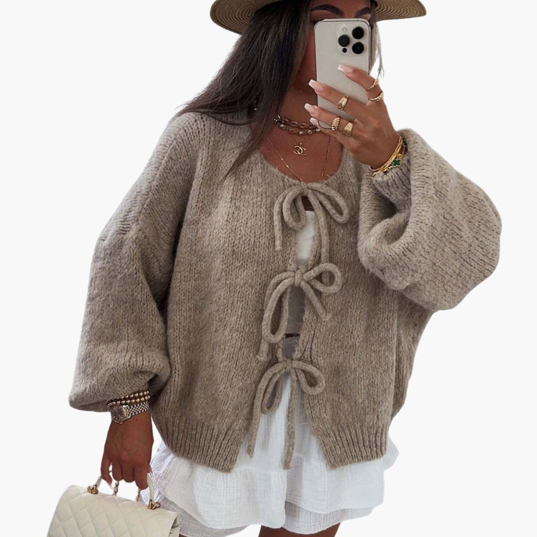 Cardigan con Laccetti e Maniche Larghe per Donna in Maglia | Altivaro