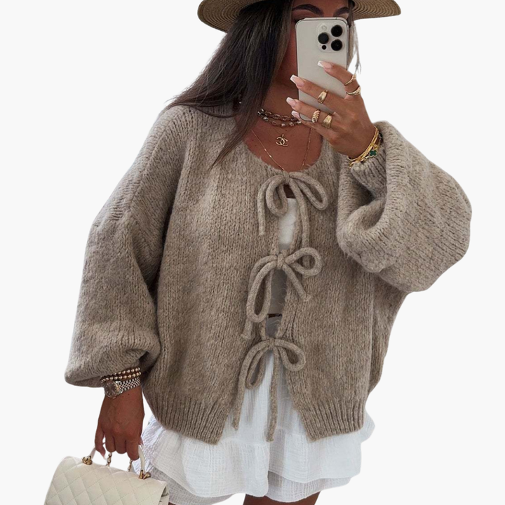 Cardigan con Laccetti e Maniche Larghe per Donna in Maglia | Altivaro