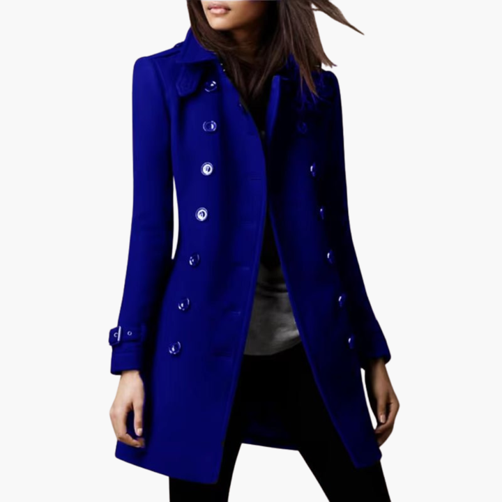 Women's Double-Breasted Wool Coat with Buttons | Altivaro