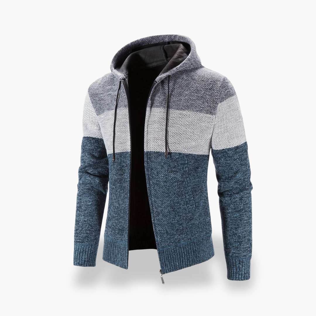 Men's hooded sweatshirt in mixed fabric, with zipper | Altivaro