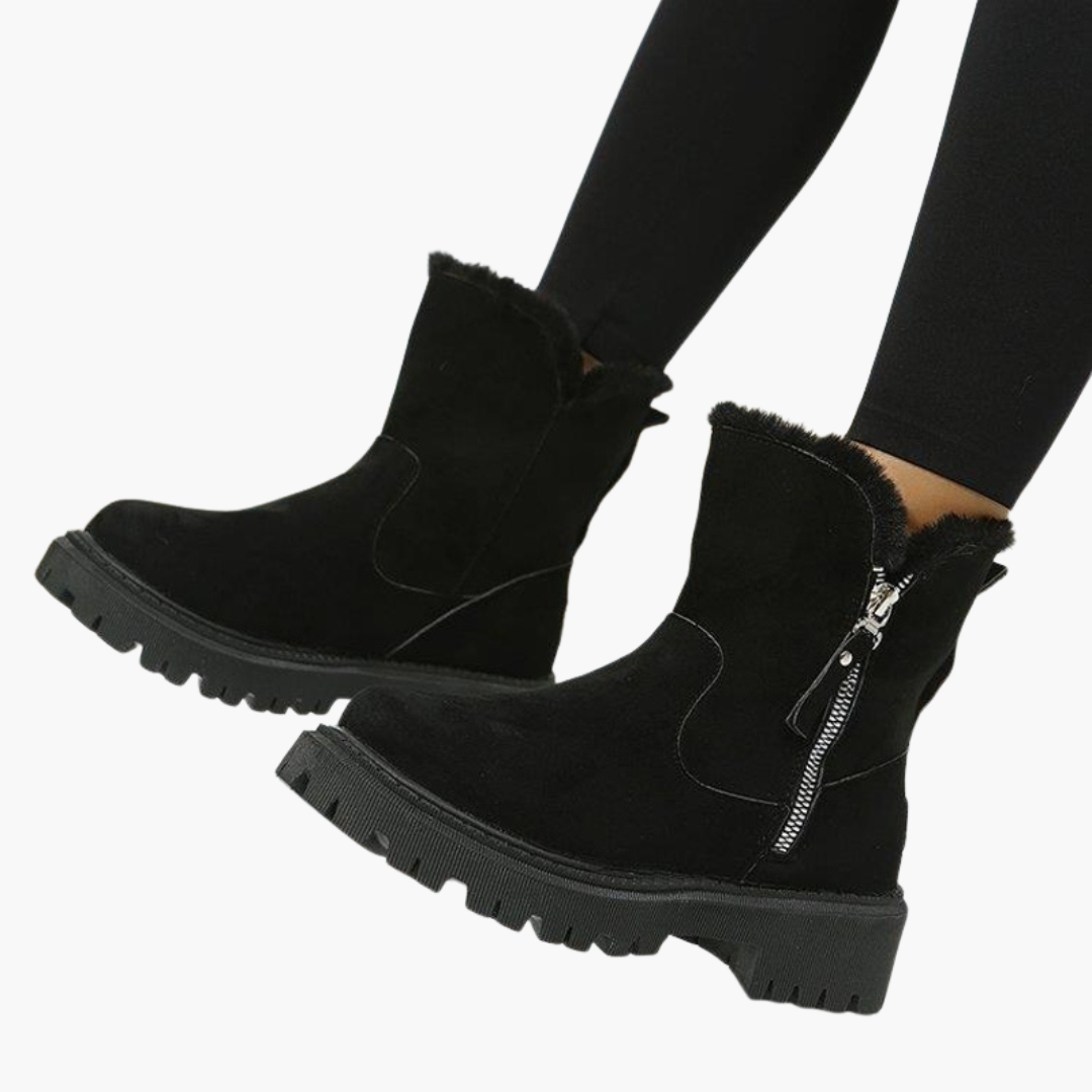 Women's orthopedic ankle boots with zipper and fur | Altivaro