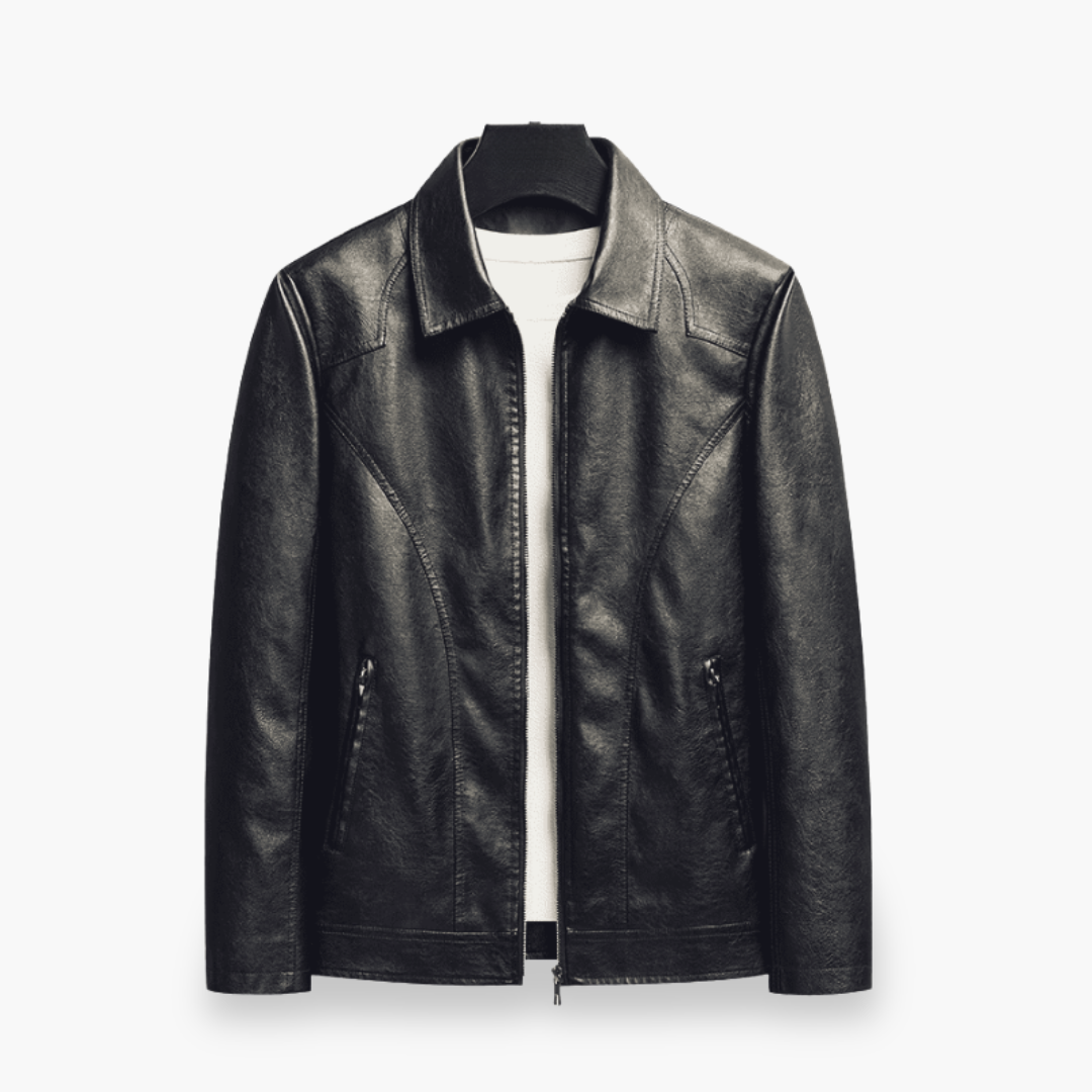 Men's Casual Faux Leather Jacket with Zip | Altivaro