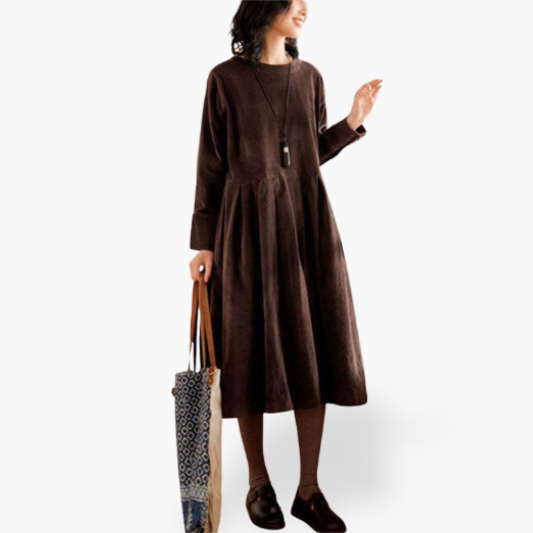 Women's Long Sleeve Dress with Pleats | Altivaro
