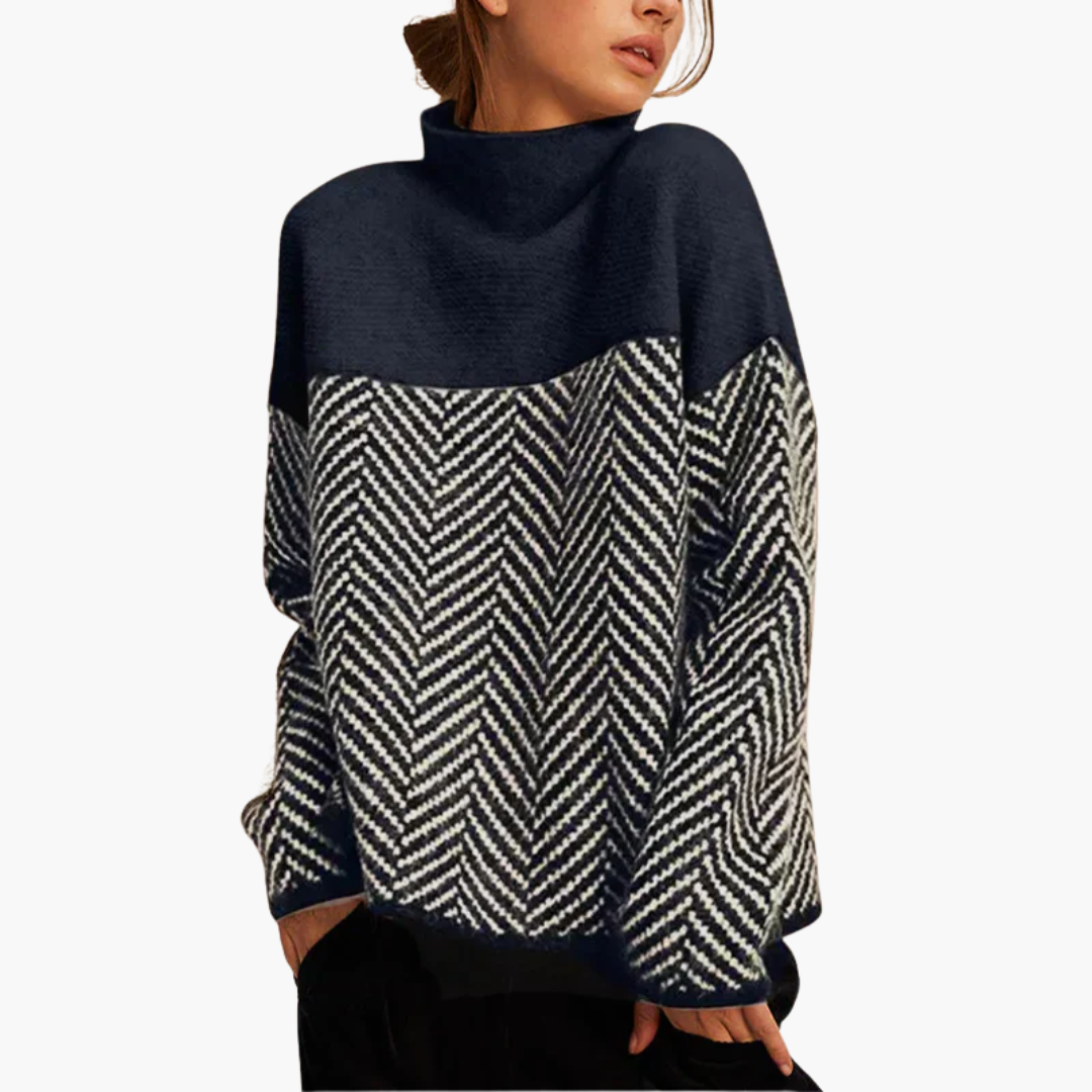 Women's Turtleneck Sweater Houndstooth | Altivaro