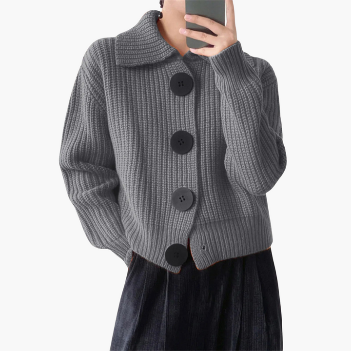 Knitted Cardigan with Large Buttons for Women | Altivaro