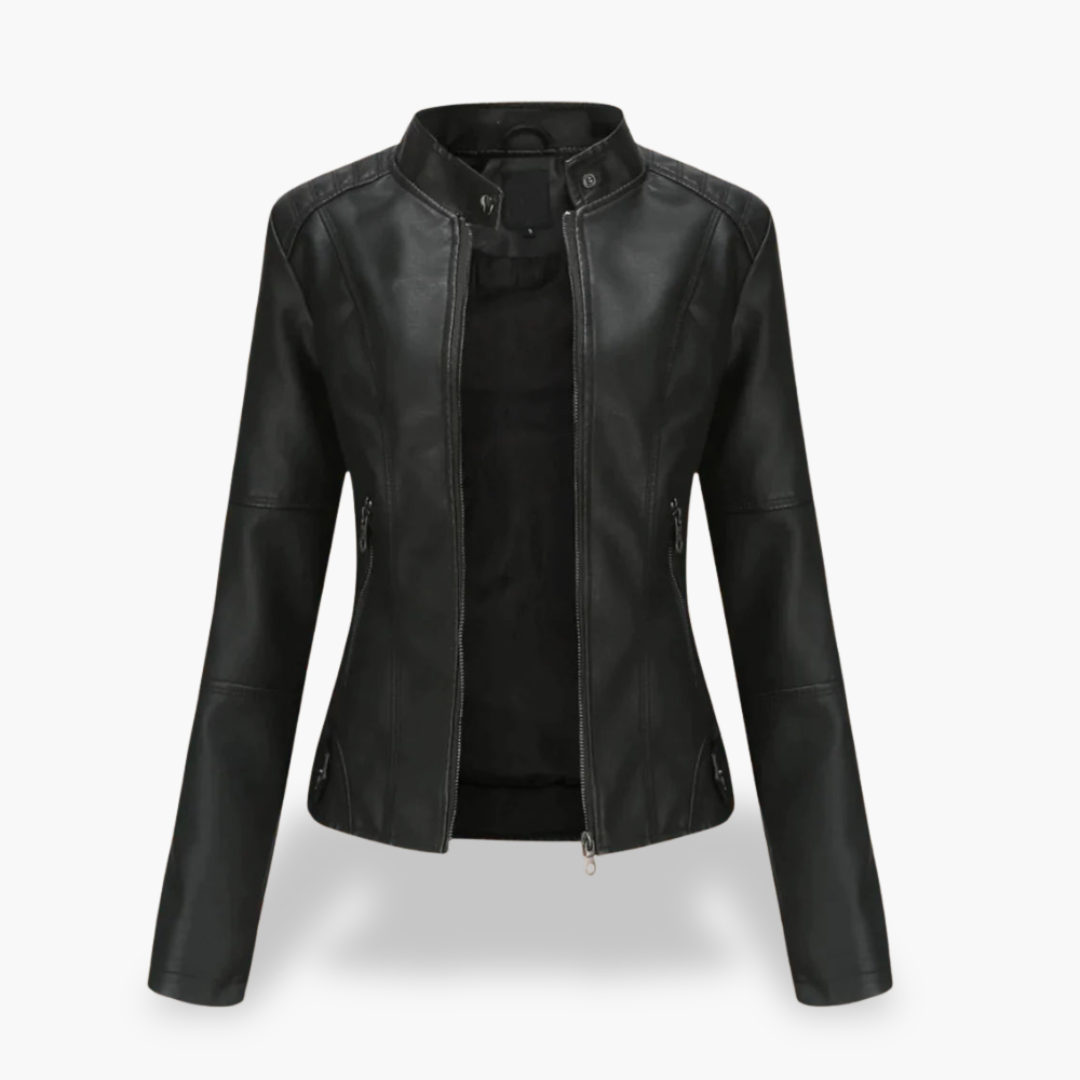 Giacca Donna Ecopelle Slim Fit Zip Collo Alto | Altivaro