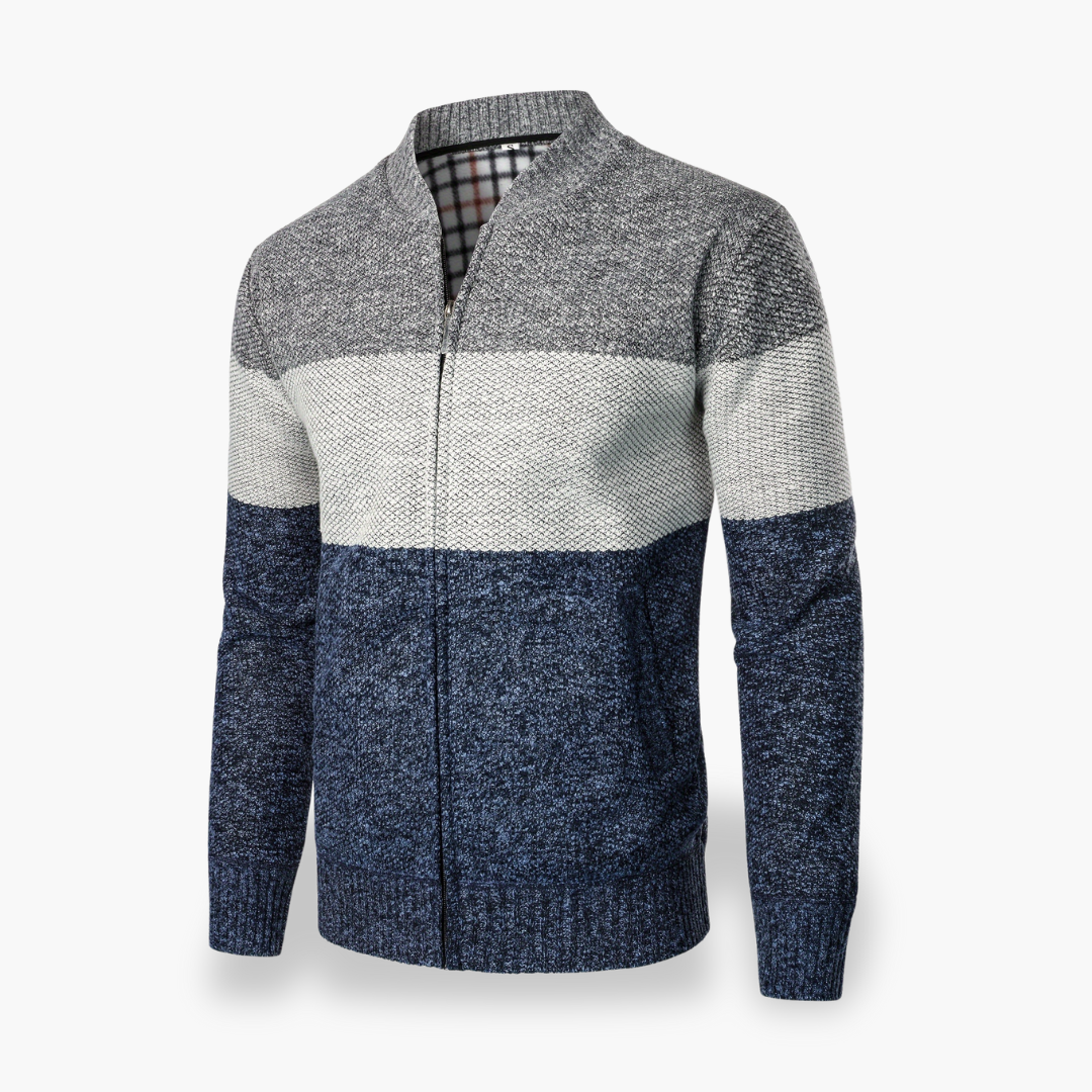 Men's cardigan with zipper, in cotton blend | Altivaro