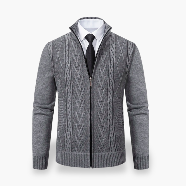 Men's Knit Zip Cardigan with High Collar | Altivaro