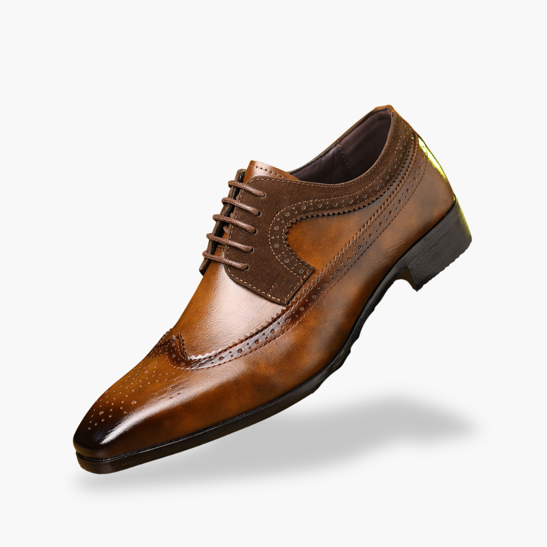Men's Orthopedic Leather Shoes with Brogue | Altivaro