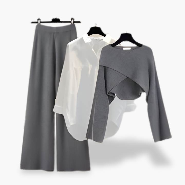 Elegant Women's Set with Shirt and Wide-Leg Pants | Altivaro