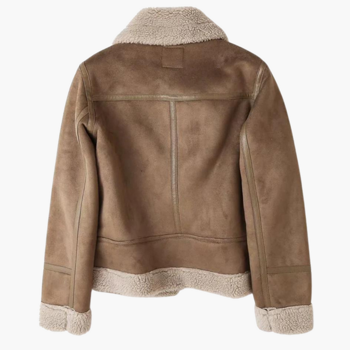 Women's Winter Jacket in Suede Leather with Fur Collar | Altivaro