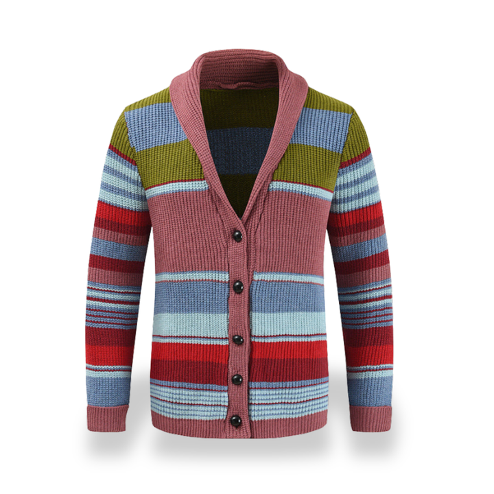 Men's Striped Knit Cardigan with Buttons | Altivaro