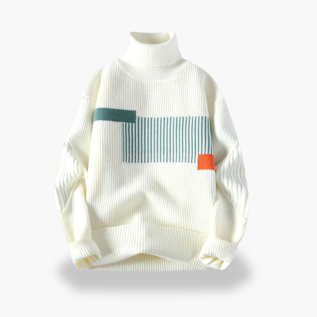 Turtleneck Sweater with Geometric Pattern Men | Altivaro