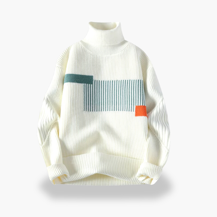 Turtleneck Sweater with Geometric Pattern Men | Altivaro