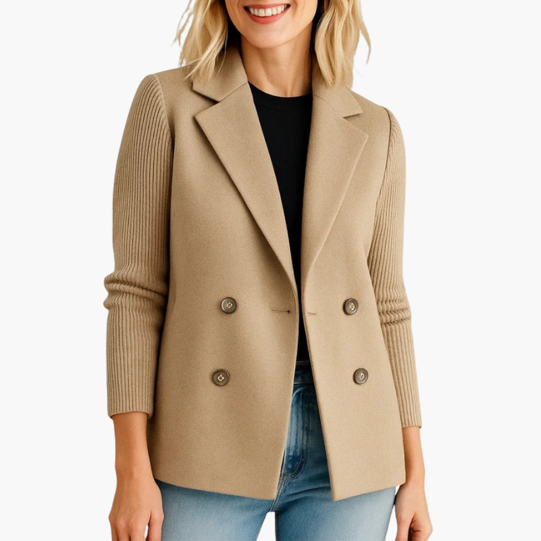 Women's Jacket with Ribbed Sleeves and Buttons | Altivaro
