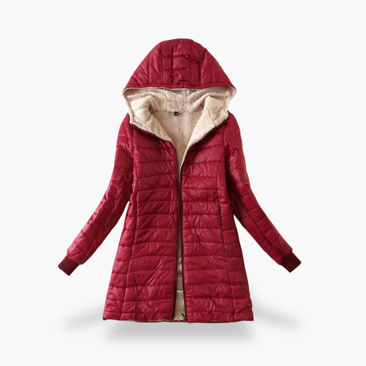 Women's Long Winter Down Jacket with Fleece-Lined Hood | Altivaro
