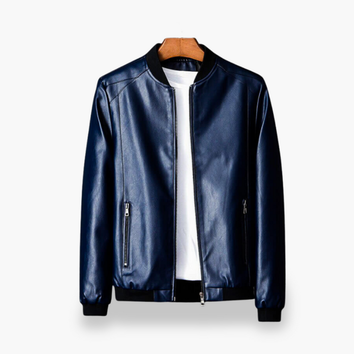 Men's Bomber Jacket in Faux Leather with Zip | Altivaro