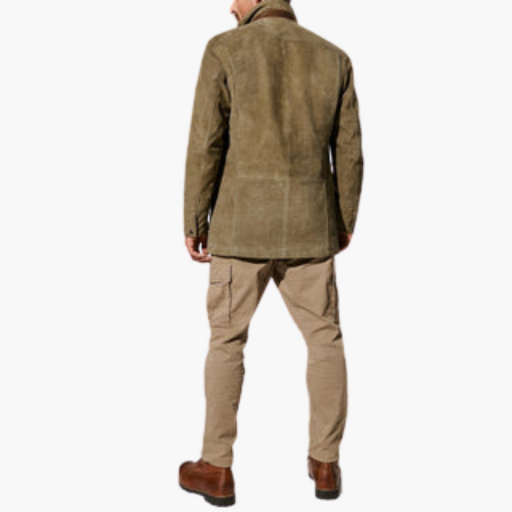 Men's Winter Jacket in Suede Leather with Buttons | Altivaro