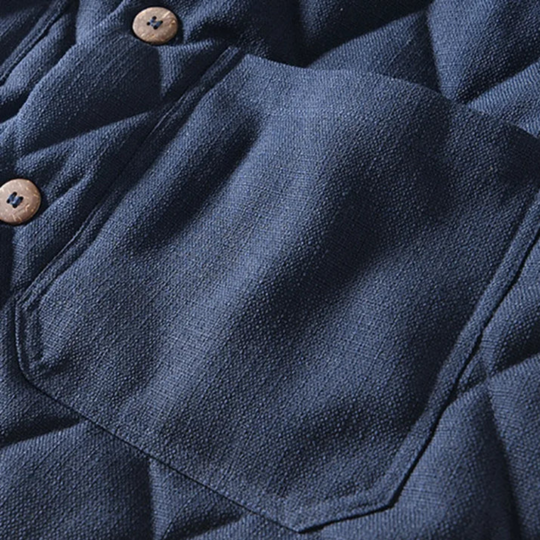 Giacca trapuntata da uomo in cotone blu con bottoni | Altivaro-Altivaro