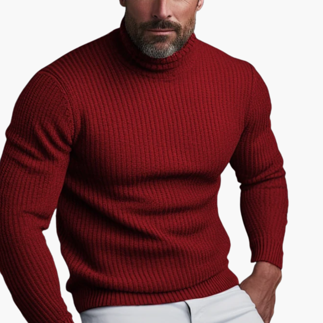 Maglione Uomo a Coste con Collo Alto | Altivaro
