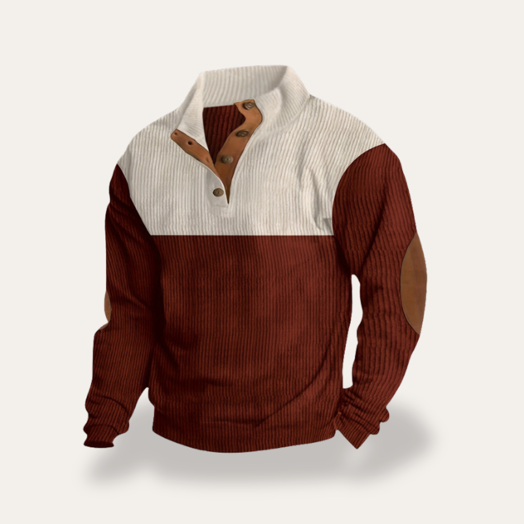 Maglione Uomo Collo Alto Lavorato Patch Pelle Finto | Altivaro