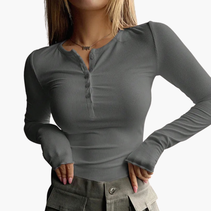 Women's Long Sleeve Polyester Shirt with Buttons | Altivaro