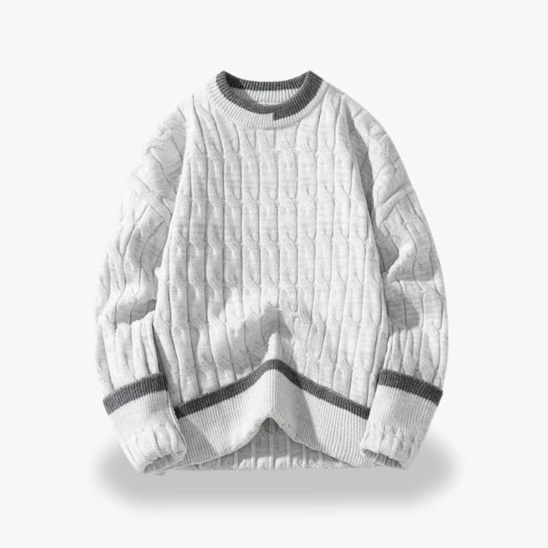 Maglione Uomo in Maglia Intrecciata con Dettagli a Contrasto | Altivaro