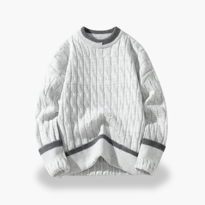 Maglione Uomo in Maglia Intrecciata con Dettagli a Contrasto | Altivaro