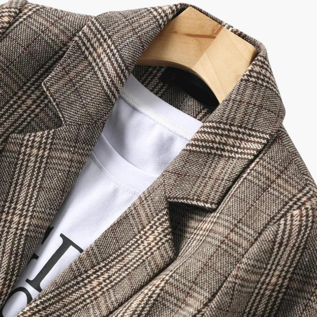 Men's Checkered Linen Jacket | Altivaro