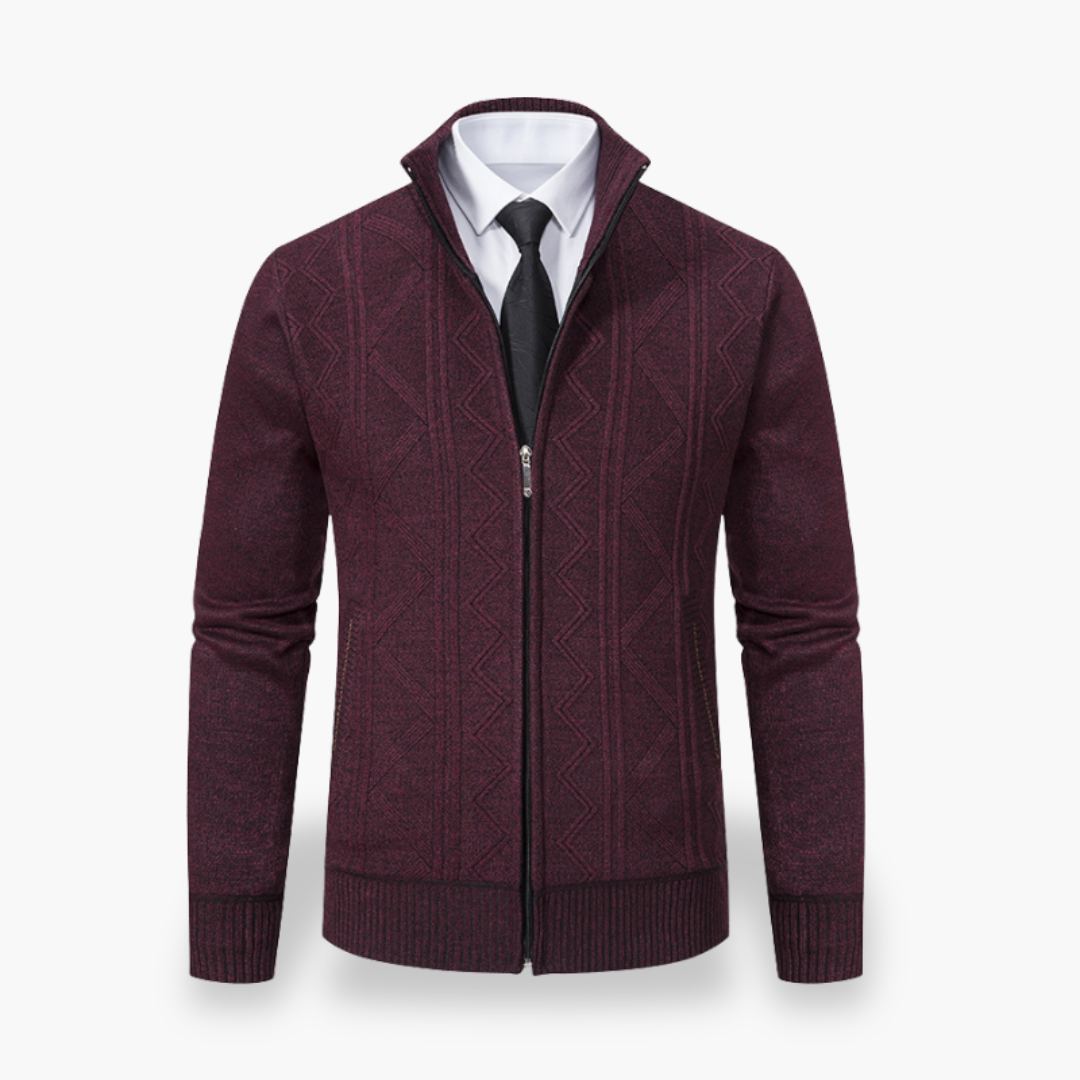 Men's Wool Cardigan High Neck Zip | Altivaro