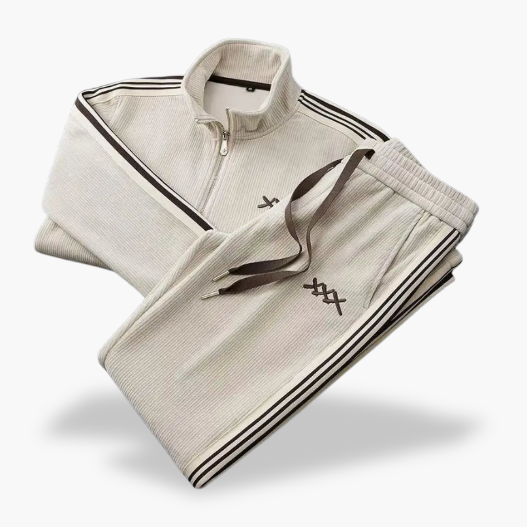 Tuta Sportiva Uomo in Cotone con Zip e Strisce Laterali | Altivaro