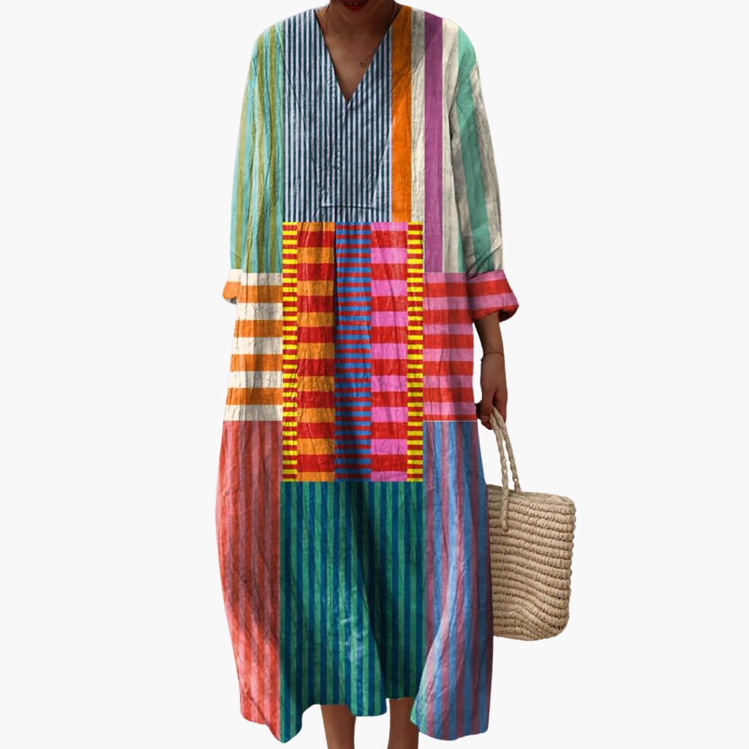 Abito Donna Lungo in Righe Multicolore Casual | Altivaro