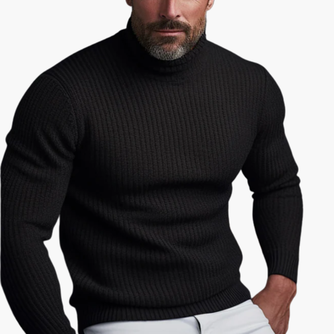 Maglione Uomo a Coste con Collo Alto | Altivaro