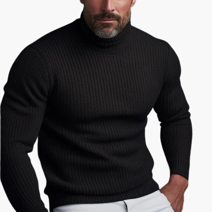 Maglione Uomo a Coste con Collo Alto | Altivaro