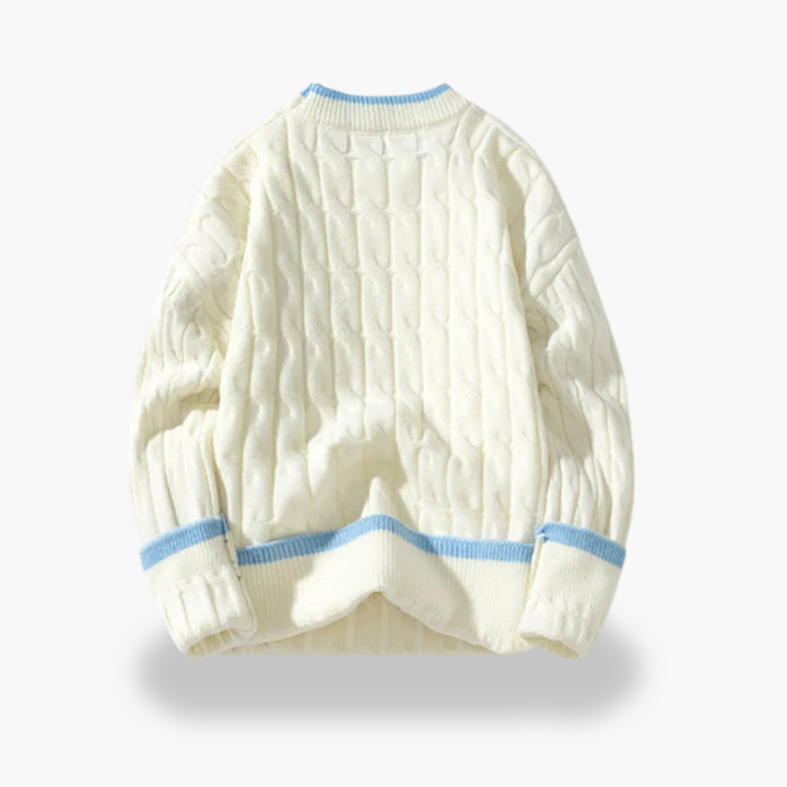Maglione Uomo in Maglia Intrecciata con Dettagli a Contrasto | Altivaro