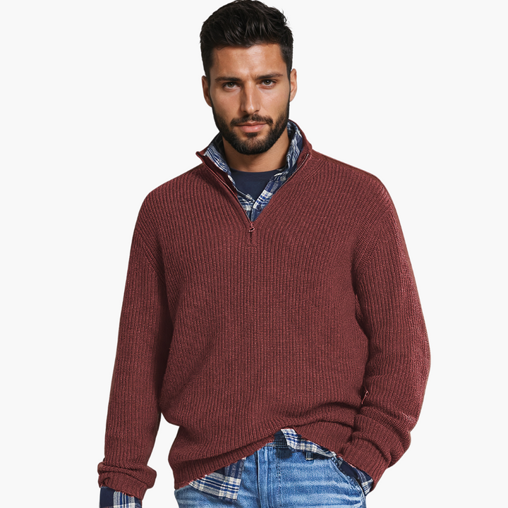 Men's Half Zip High Neck Sweater | Altivaro