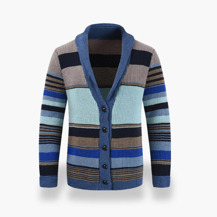 Men's Striped Knit Cardigan with Buttons | Altivaro