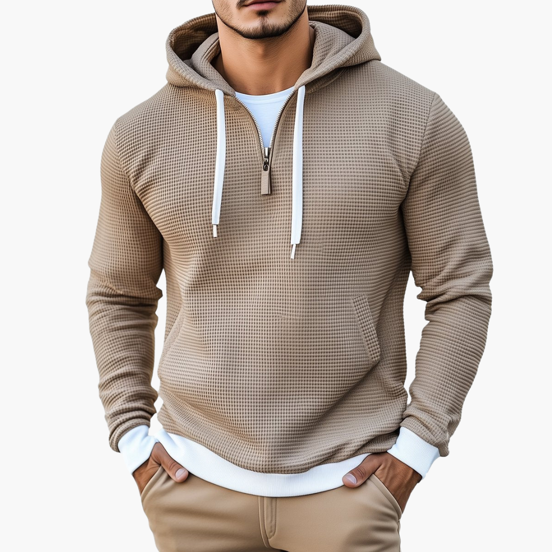Men's Hoodie Half-Zip Thermal Knit Sweater | Altivaro