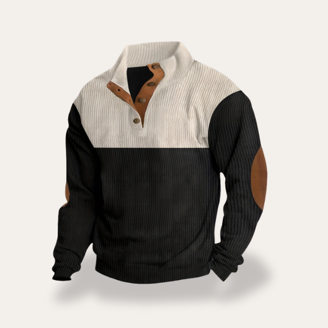 Maglione Uomo Collo Alto Lavorato Patch Pelle Finto | Altivaro