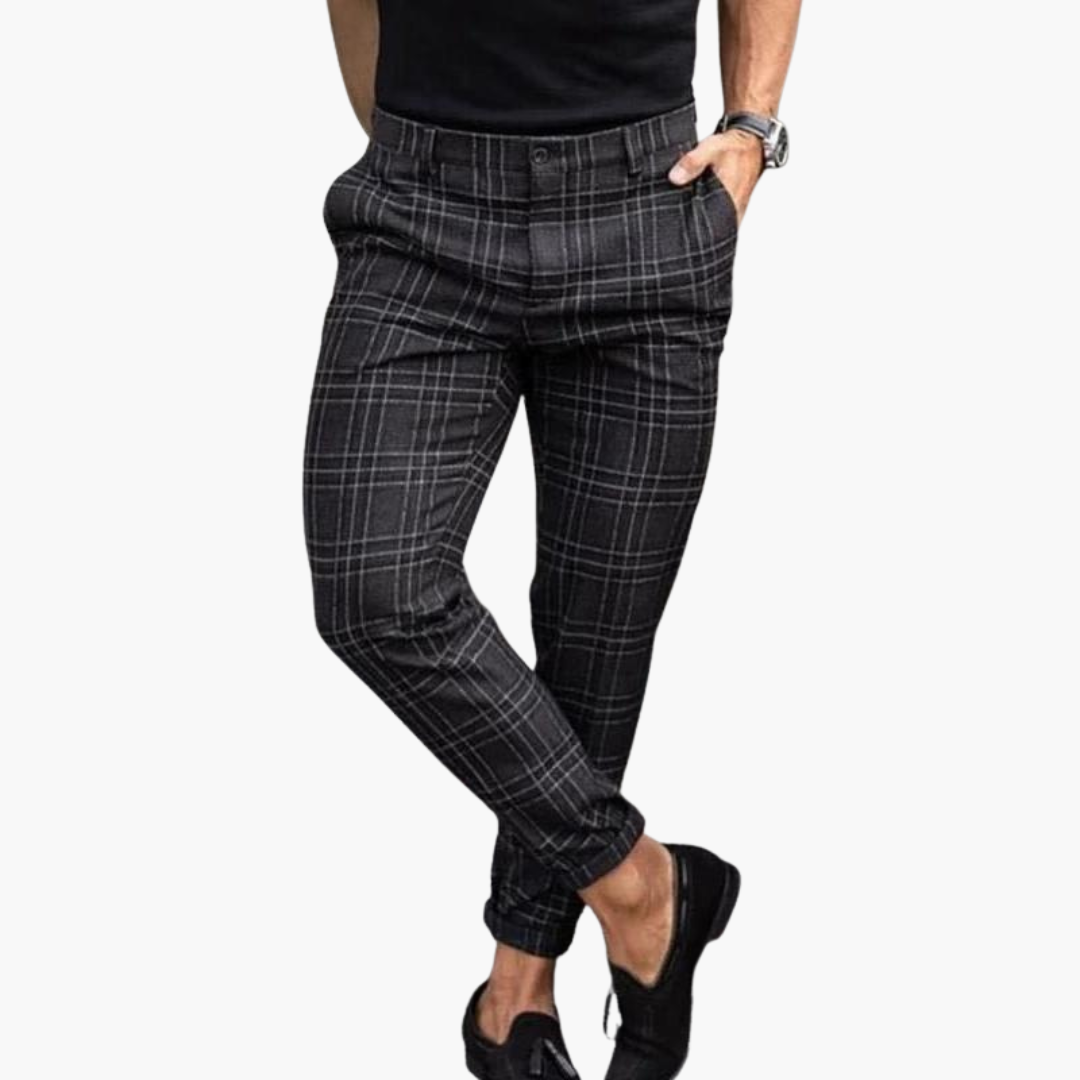 Men's Slim Fit Checkered Pants | Altivaro