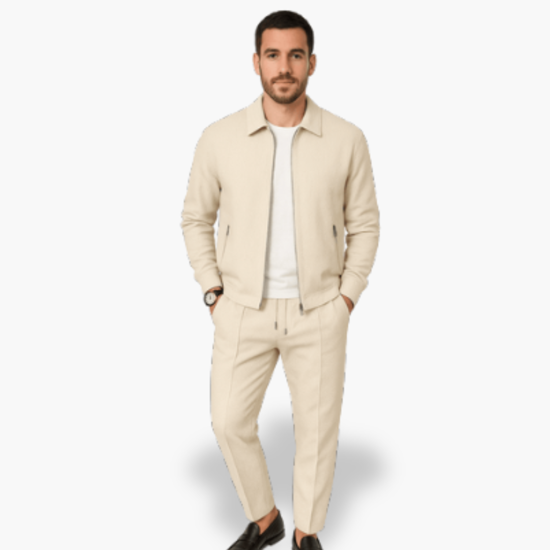 Men's Waffle Knit Set with Jacket and Pants | Altivaro