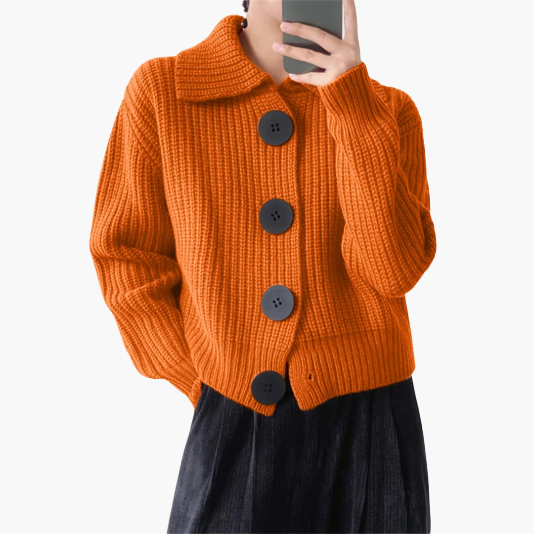 Knitted Cardigan with Large Buttons for Women | Altivaro