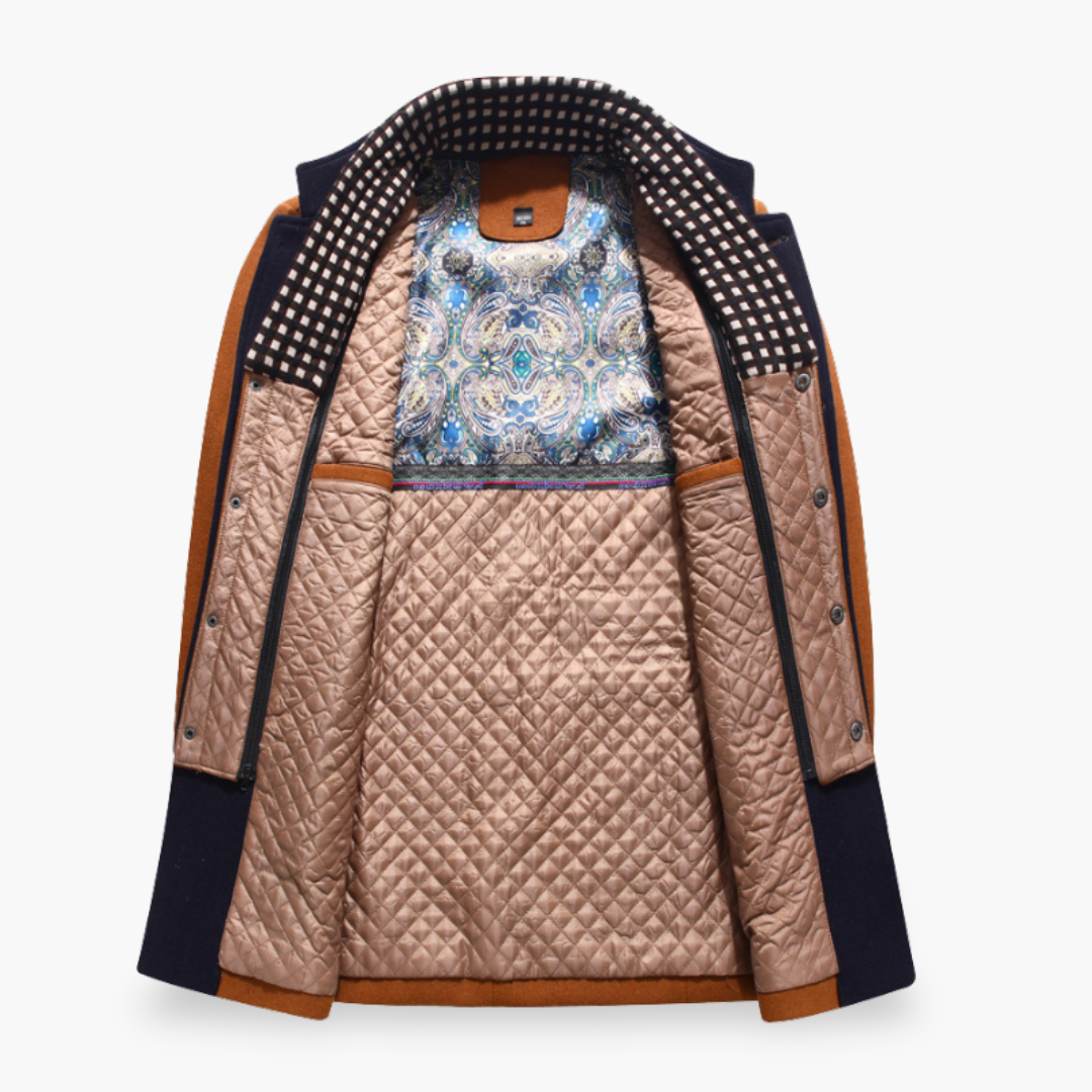 Men's Mixed High Collar Padded Elegant Coat | Altivaro
